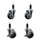 Service Caster 3.5'' Thermoplastic Rubber Wheel Swivel 1-1/8'' Expanding Stem Caster Set 2 Brakes, 4PK SCC-EX20S3514-TPRB-2-TLB-2-118 - alternate 1